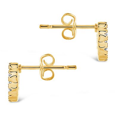 MC Collective Cubic Zirconia Bezel Frame Rose Petal Stud Earrings