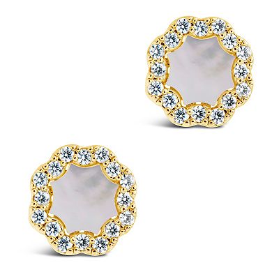 MC Collective Cubic Zirconia Bezel Frame Rose Petal Stud Earrings