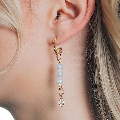 MC Collective Cubic Zirconia Charm Dyed Simulated Pearl Dangle Earrings