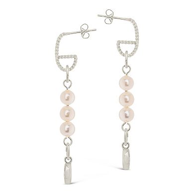 MC Collective Cubic Zirconia Charm Dyed Simulated Pearl Dangle Earrings