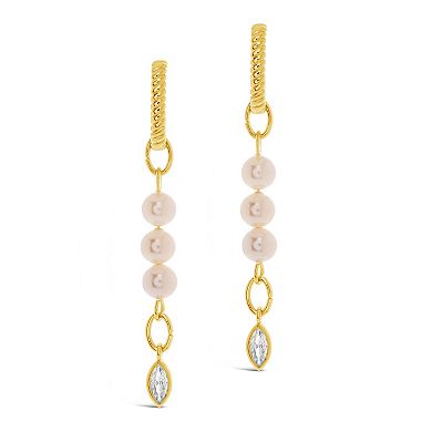 MC Collective Cubic Zirconia Charm Dyed Simulated Pearl Dangle Earrings