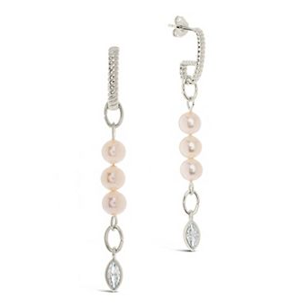MC Collective Cubic Zirconia Charm Dyed Simulated Pearl Dangle Earrings