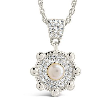 MC Collective Cubic Zirconia & Dyed Simulated Pearl Pendant Necklace