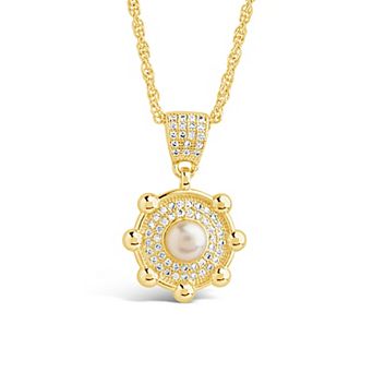 MC Collective Cubic Zirconia & Dyed Simulated Pearl Pendant Necklace