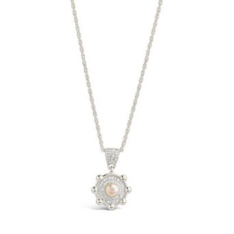 MC Collective Cubic Zirconia & Dyed Simulated Pearl Pendant Necklace