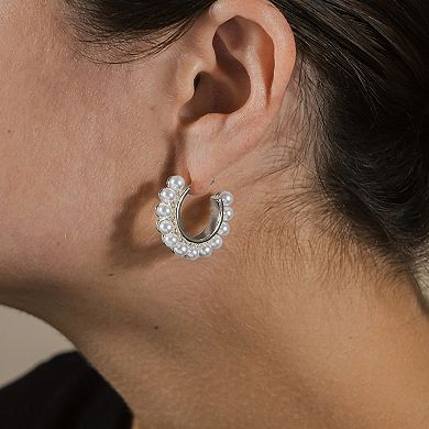 MC Collective Dyed Simulated Pearl Bubble Hoop Earrings