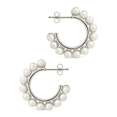 MC Collective Dyed Simulated Pearl Bubble Hoop Earrings