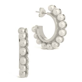 MC Collective Dyed Simulated Pearl Bubble Hoop Earrings