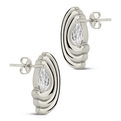 MC Collective Ribbed Statement Cubic Zirconia Stud Earrings
