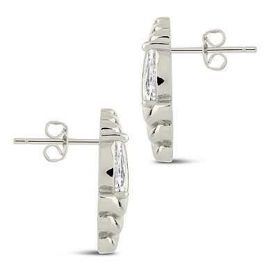 MC Collective Ribbed Statement Cubic Zirconia Stud Earrings