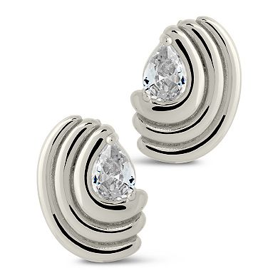 MC Collective Ribbed Statement Cubic Zirconia Stud Earrings