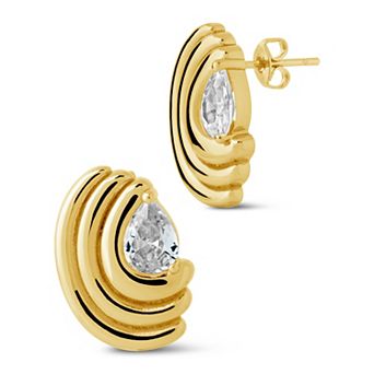 MC Collective Ribbed Statement Cubic Zirconia Stud Earrings