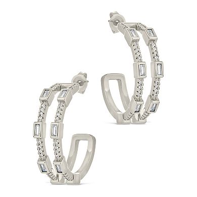 MC Collective Cubic Zirconia Station Hoop Earrings