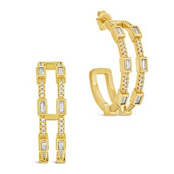 MC Collective Cubic Zirconia Station Hoop Earrings