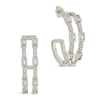 MC Collective Cubic Zirconia Station Hoop Earrings