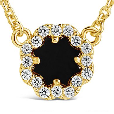 MC Collective Cubic Zirconia Bezel Rose Petal Pendant Necklace