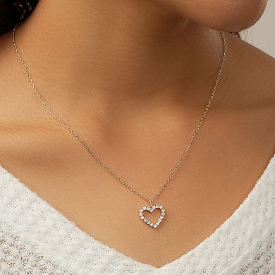 MC Collective Sterling Silver Cubic Zirconia Outline Heart Pendant Necklace