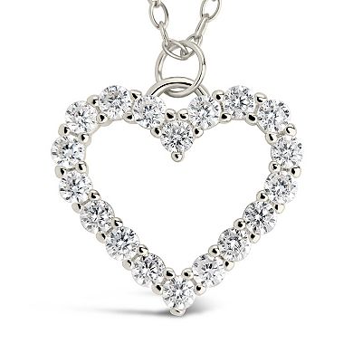 MC Collective Sterling Silver Cubic Zirconia Outline Heart Pendant Necklace