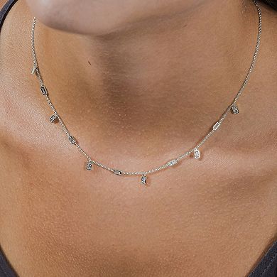 MC Collective Bezel Cubic Zirconia Charm Station Necklace