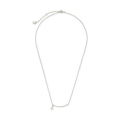 MC Collective Sterling Silver Curved Bar & Star Drop Necklace