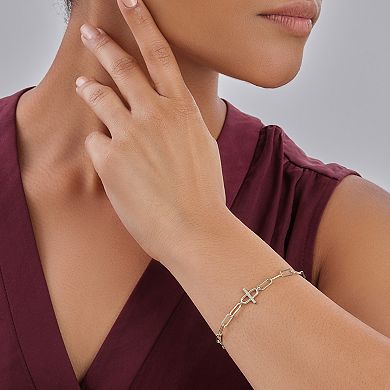 MC Collective Sterling Silver Pave Bar & Link Bracelet