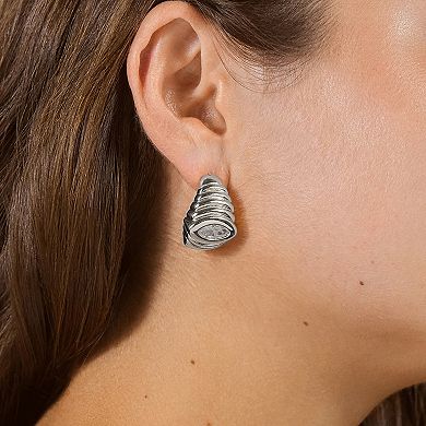MC Collective Cubic Zirconia Studded Croissant Hoop Earrings