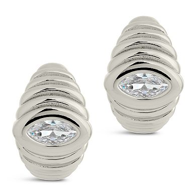 MC Collective Cubic Zirconia Studded Croissant Hoop Earrings