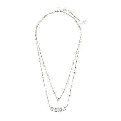 MC Collective Cubic Zirconia Row & Charm Layered Necklace