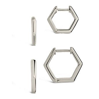 MC Collective 2-Pair Geometric Hoop Earring Set