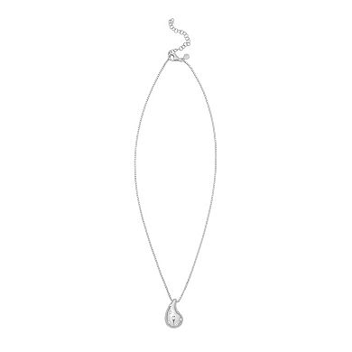 Karat Rush Sterling Silver Cubic Zirconia Puff Tear Drop Pendant Necklace