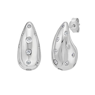 Karat Rush Sterling Silver Cubic Zirconia Nickel Free Puff Teardrop
