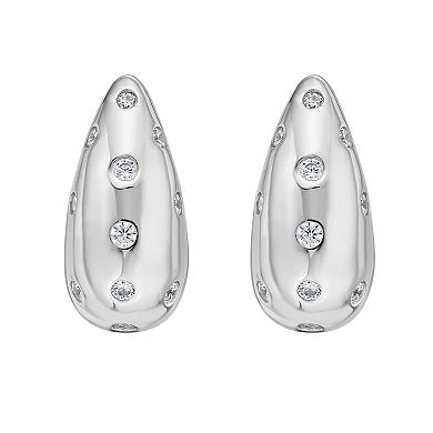 Karat Rush Sterling Silver Cubic Zirconia Nickel Free Puff Teardrop Earrings