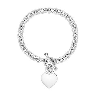 Karat Rush Sterling Silver Heart Toggle Bracelet