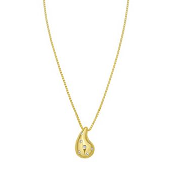 Karat Rush 14k Gold Over Sterling Silver Puff Tear Drop Necklace