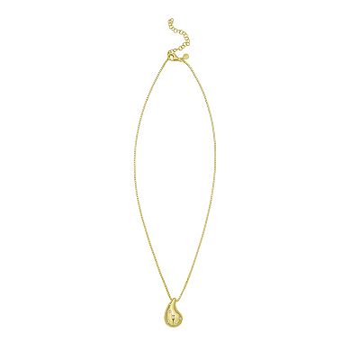 Karat Rush 14k Gold Over Sterling Silver Puff Tear Drop Necklace