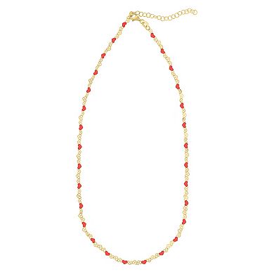 Karat Rush 14K Gold Over Sterling Silver Red Heart Enamel Bead Necklace
