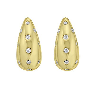 Karat Rush 14k Gold Over Sterling Silver Cubic Zirconia Puff Teardrop Earrings