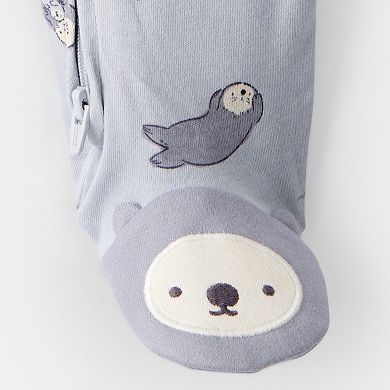 Baby Carter's Otter Print Long-Sleeve Snug Fit Sleep & Play Pajamas