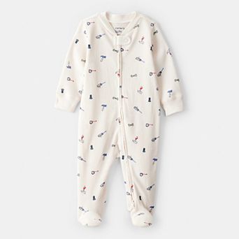 Baby Boy Carter's Construction Print Cotton Long-Sleeve Snug Fit Pajamas