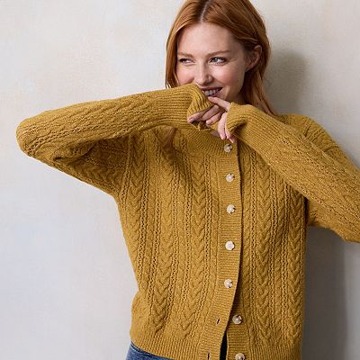 Women's LC Lauren Conrad Cable Knit Button Front Cardigan Sweater