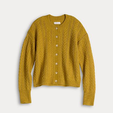 Women's LC Lauren Conrad Cable Knit Button Front Cardigan Sweater