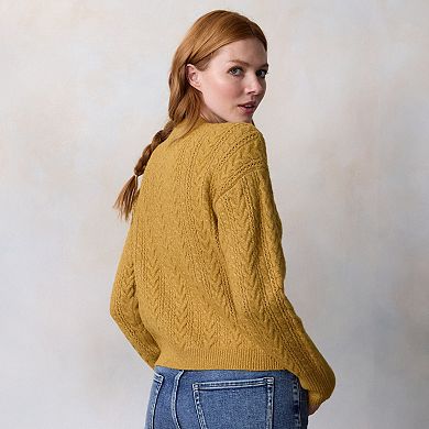 Women's LC Lauren Conrad Cable Knit Button Front Cardigan Sweater