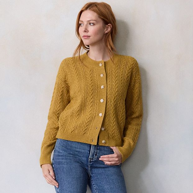 Women's LC Lauren Conrad Cable Knit Button Front Cardigan Sweater