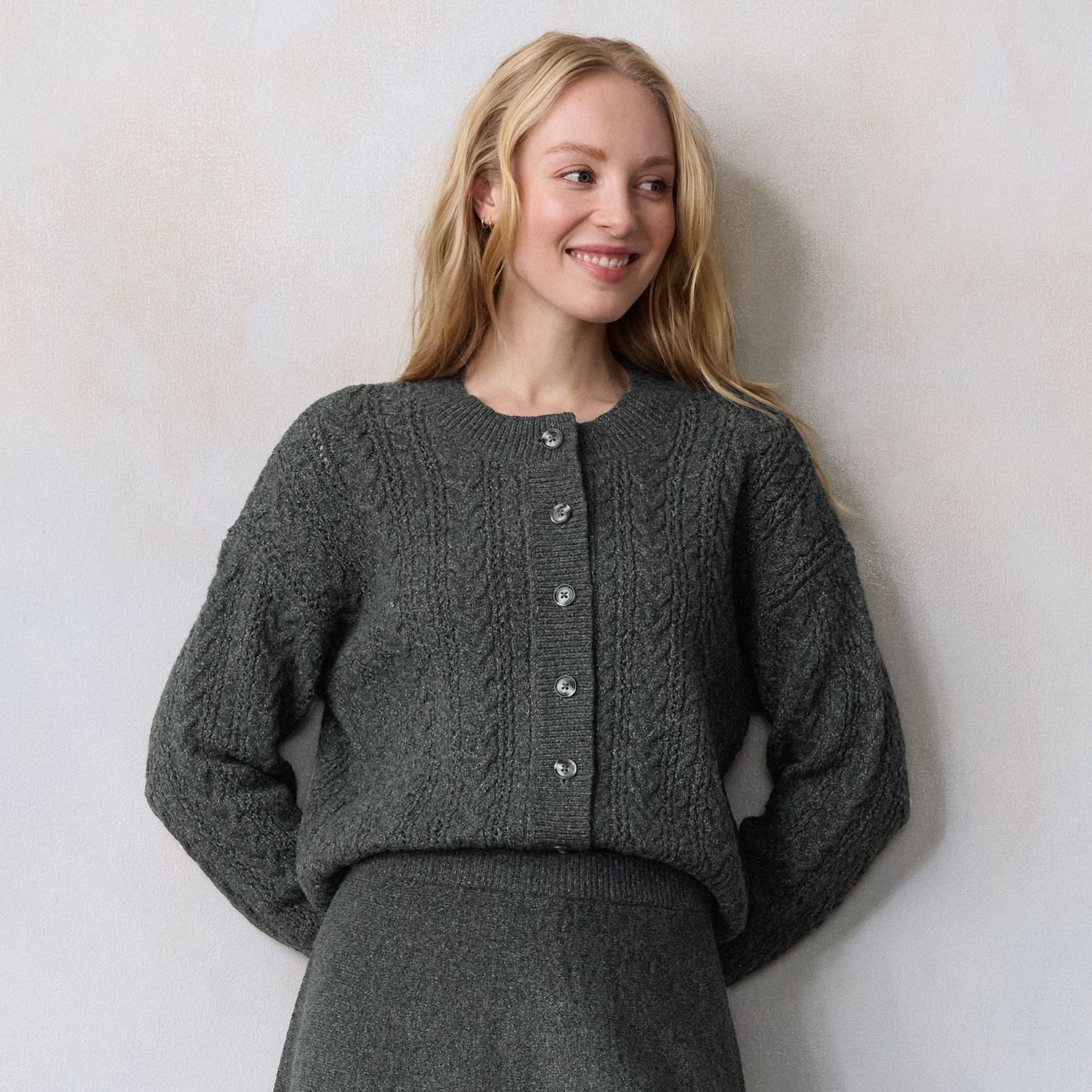 Women's LC Lauren Conrad Cable Knit Button Front Cardigan Sweater