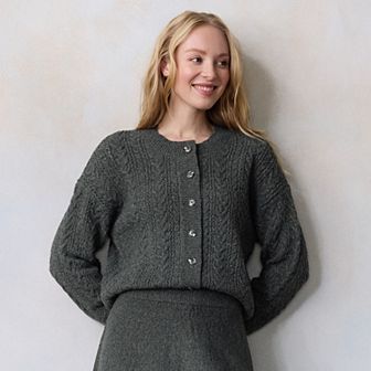 Women's LC Lauren Conrad Cable Knit Button Front Cardigan Sweater