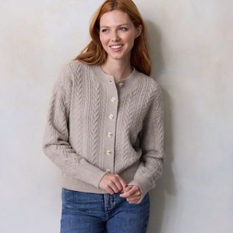 Women's LC Lauren Conrad Cable Knit Button Front Cardigan Sweater