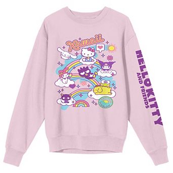 Juniors' Hello Kitty & Friends Riding Rainbow Crewneck Fleece Pullover