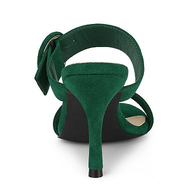 Women's Opened Toe Buckle Stiletto Heels Slide Sandals