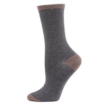 Women's Soft Tipped Flat Knit Wool Blend Blend Crew Sock