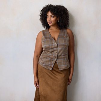 Plus Size LC Lauren Conrad Longline V-Neck Vest